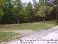 The northern section of the cemetery, directly across from the church site.